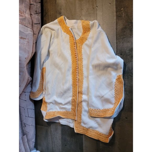 White gold trim pullover cover cardigan long sleeve - Picture 1 of 5